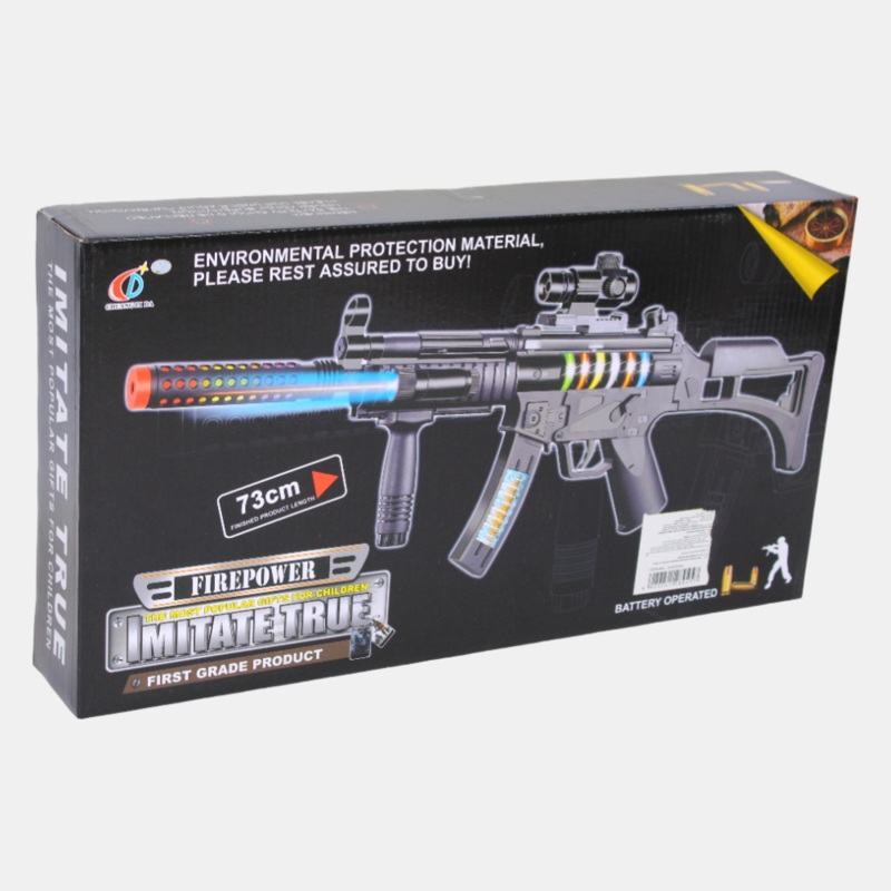 Light-Up Combat Machine Rifle  Battery-Operated Toy Gun with Sound & Rapid Fire Action