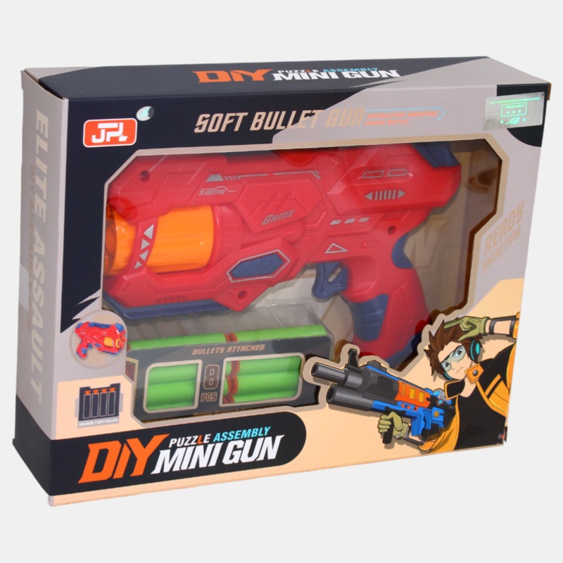 Puzzle Assembly Soft Bullet Gun  Safe & Fun Toy for Kids (Red)