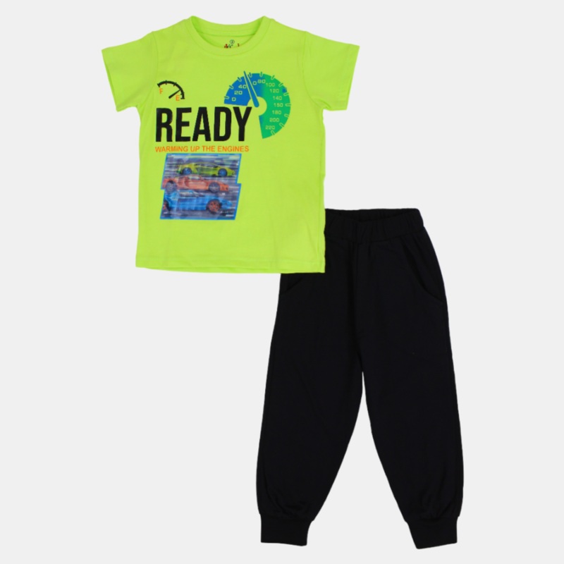 Racing Cars Boys Pajama Set|Grey|Green|2Y|3Y|4Y|5Y