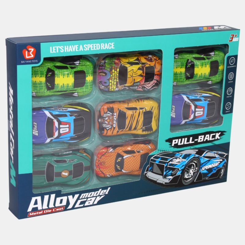 Set of 9 Die Cast Racing Cars for Kids With Pullback Function  Multicolor