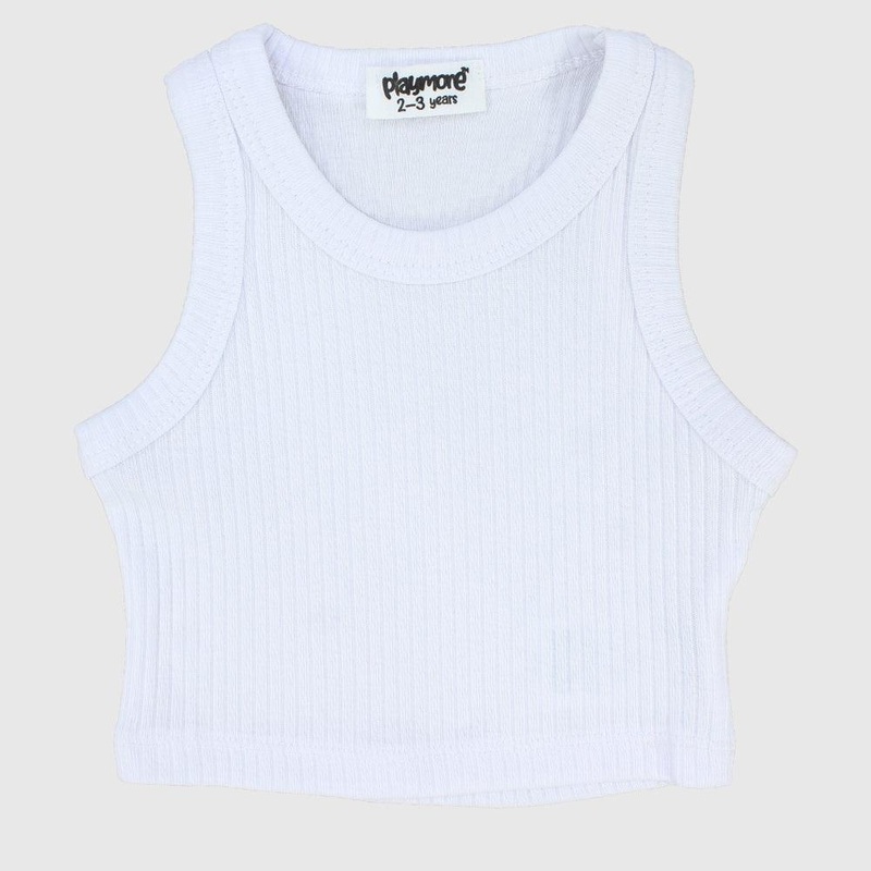 White Cropped Ribbed Tank Top|2-3Y|4-5Y|6-7Y|8-9Y|10-11Y|12-13Y
