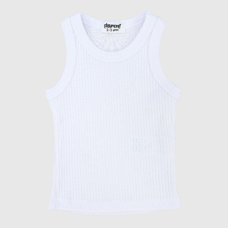 White Ribbed Tank Top|2-3Y|4-5Y|6-7Y|8-9Y|10-11Y|12-13Y