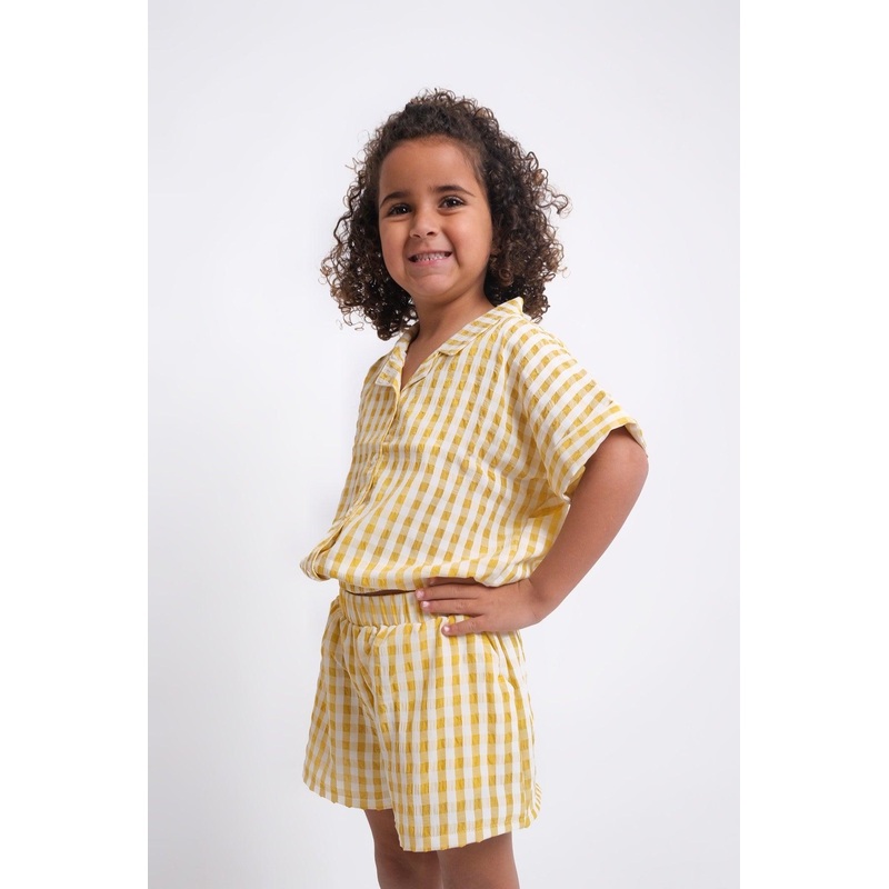Yellow Checkered Comfy Shorts|2-3Y|4-5Y|6-7Y|8-9Y|10-11Y|12-13Y