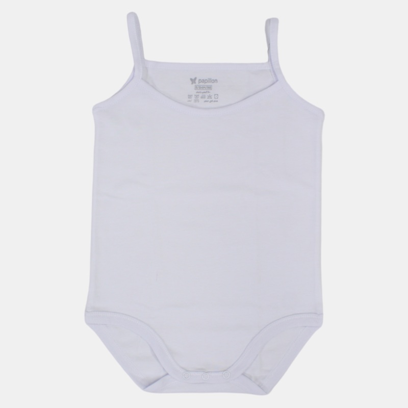Baby Girls Underwear White Cotton  Bodysuit (Sleeveless)