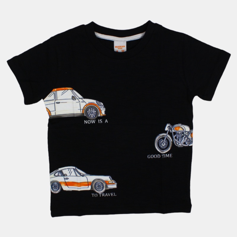 Boys Cotton Short-Sleeved T-Shirt with Cars Design