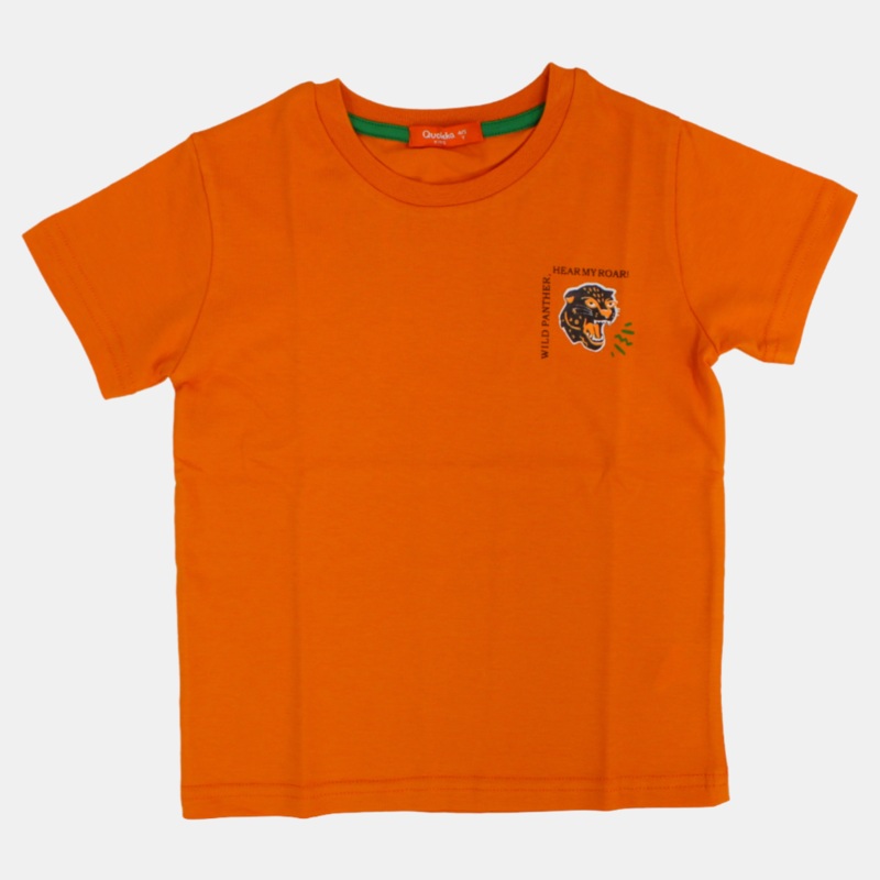 Boys Cotton T-Shirt|Orange|White|4-5Y|5-6Y|6-7Y|7-8Y|9-10Y|11-12Y|13-14Y