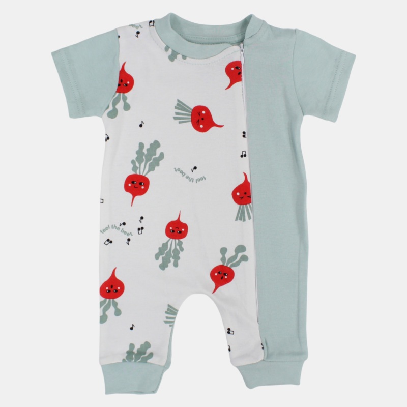 Baby Boys Cotton Romper - Feel the Beet Design
