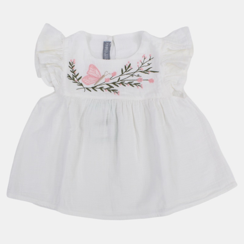 Baby Girls Cotton Blouse with Cute Butterfly