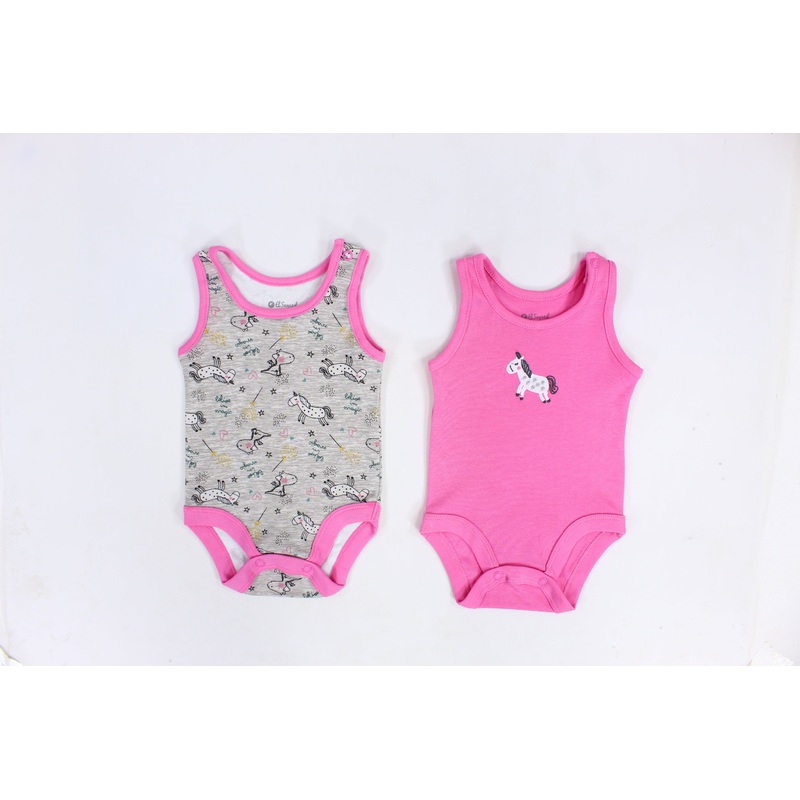 Baby Girls Cotton Underwear Bodysuit  Pinkish with Unicorn Design (Pack of 2)