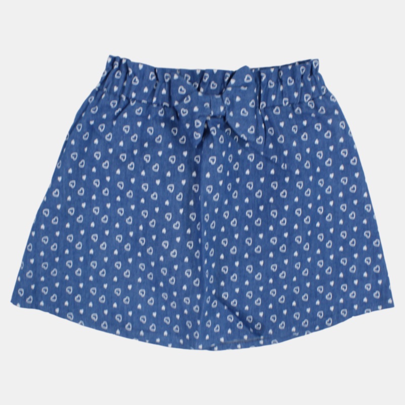 Baby Girls Denim Skirt  Indigo with Little Hearts Prints