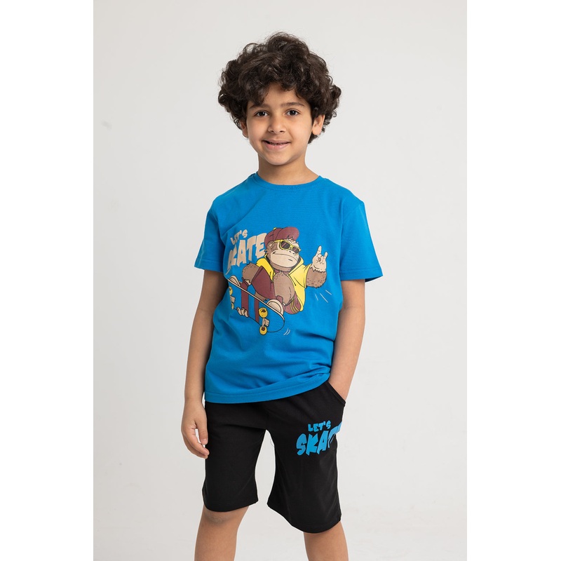 Boys Cotton Pajama Set  Blue Lets Skate Design