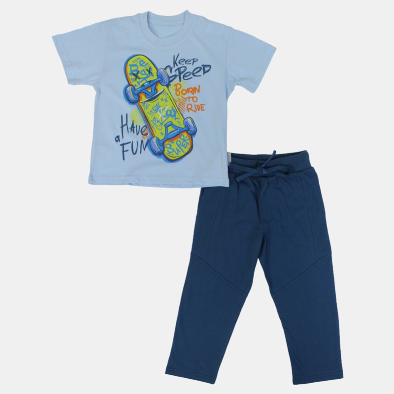 Boys Cotton Pajama Set - Skating Design