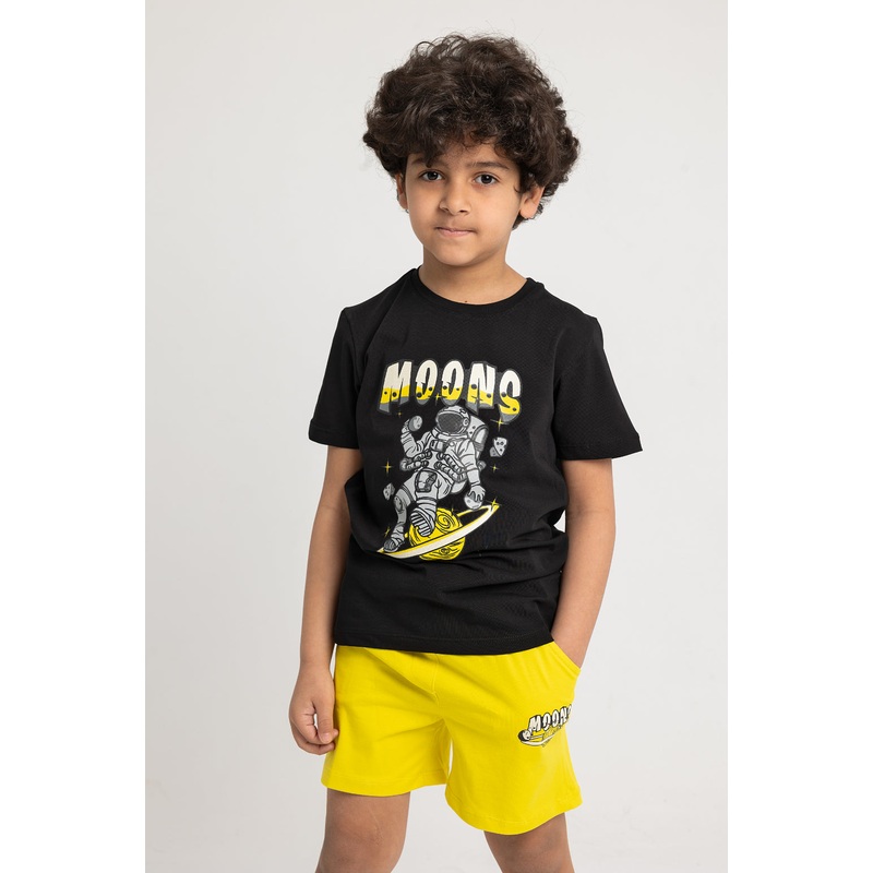 Boys MOONS Short-Sleeved Pajama Set  Black