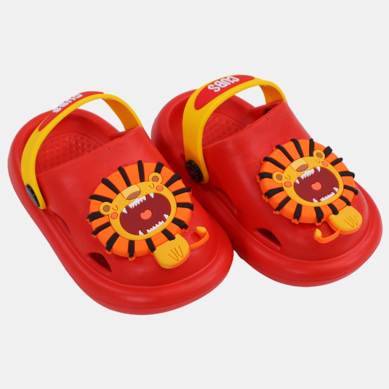 Boys Rubber Clog  Red with Roaring Lion Design