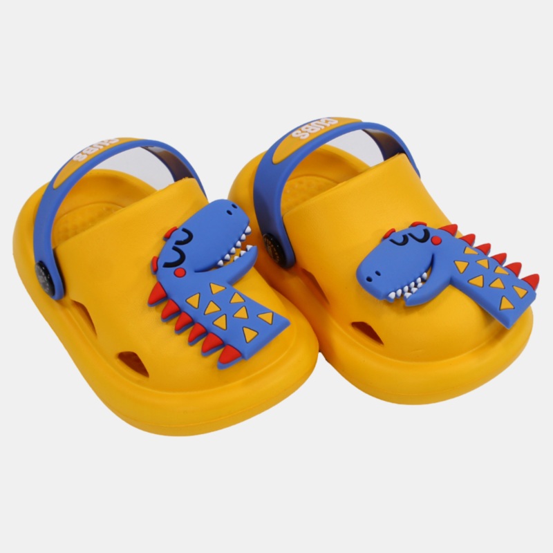 Boys Rubber Clogs  Yellow with Dino Design