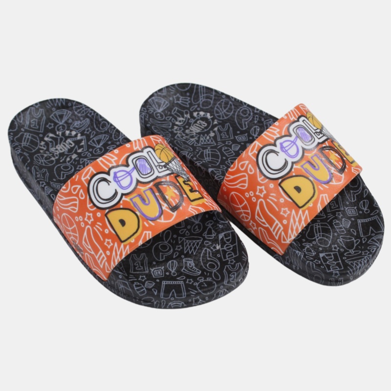 Boys Slides  Cool Dude Basketball on Black Base