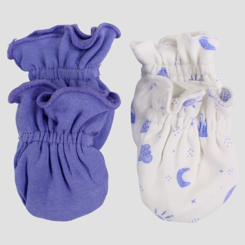 Purple/White Baby Mittens (Pack of 2)