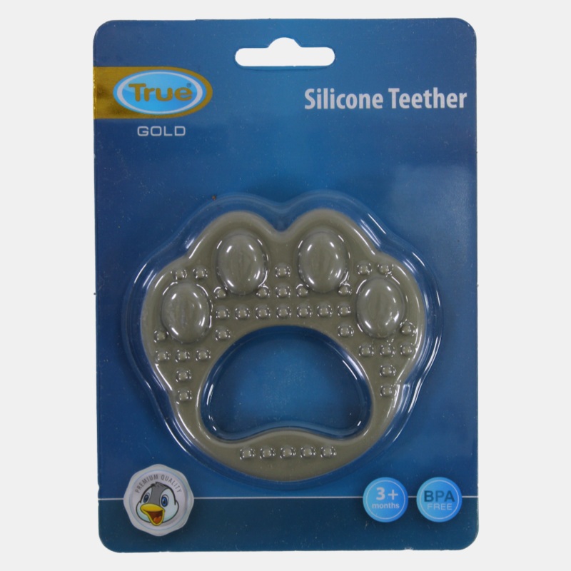 True Gold Silicone Teether  Grey Paw