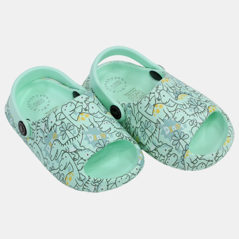 Unisex Rubber Sandals  Aqua with Dino Doodles