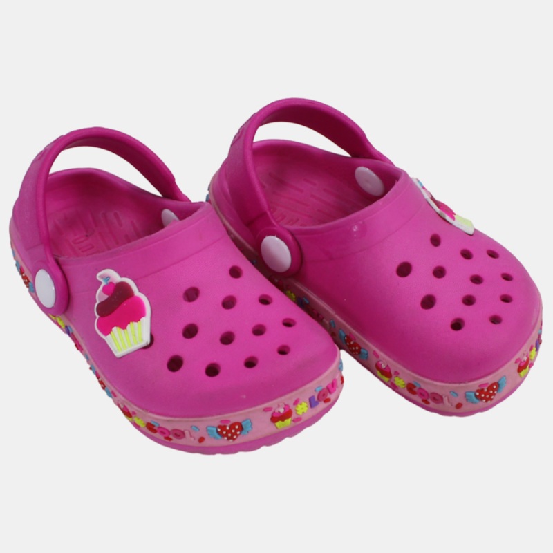 BABY Girls Rubber Clog  Fuchsia Ice Cream Print