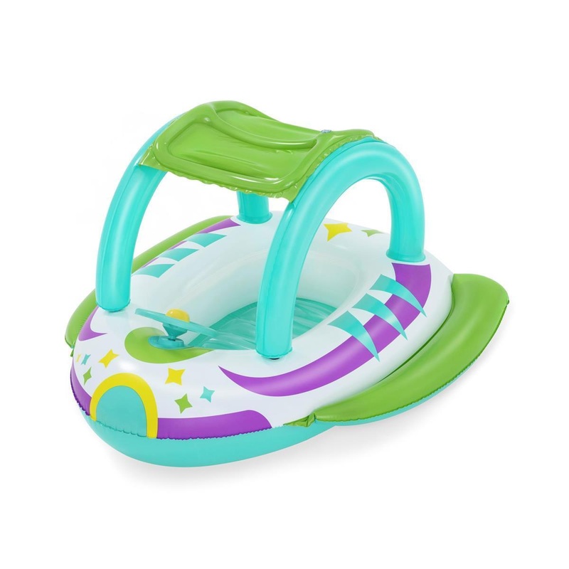 Bestway Space Splash Children's Inflatable Boat With UV-Careful Sun Canopy Spaceship 107 x 112 cm