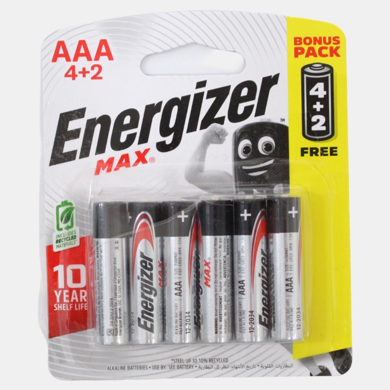 Energizer MAX AAA Batteries - Pack of 6 (1.5V)