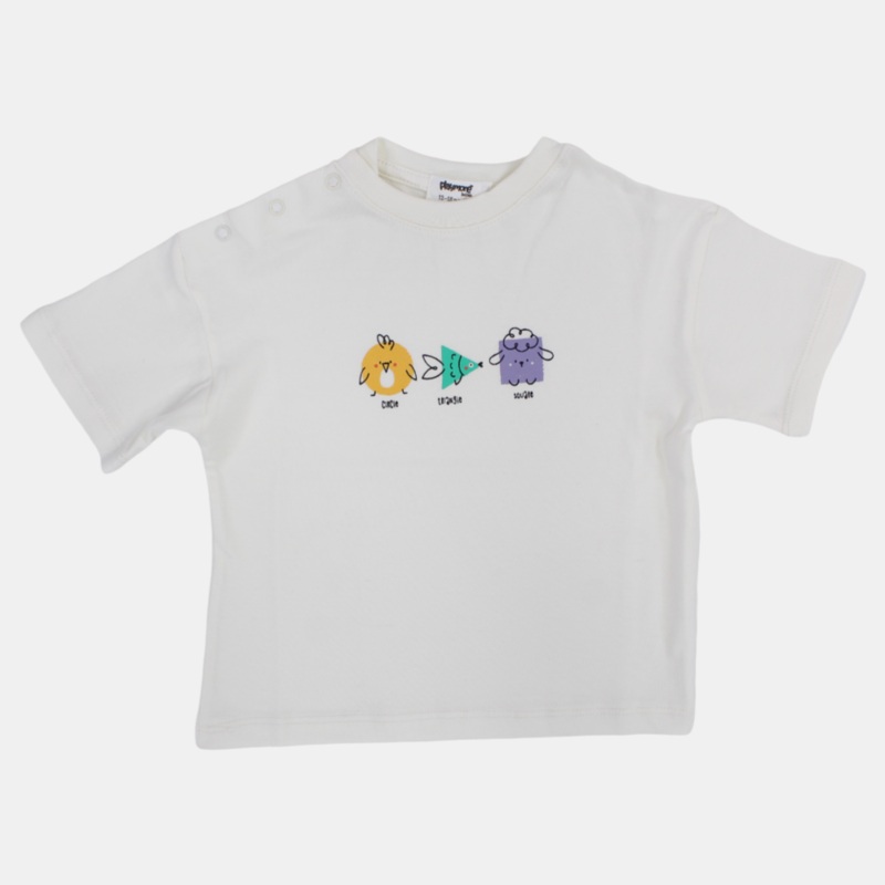 Unisex Baby Off-white Circle Triangle Square Cotton T-Shirt
