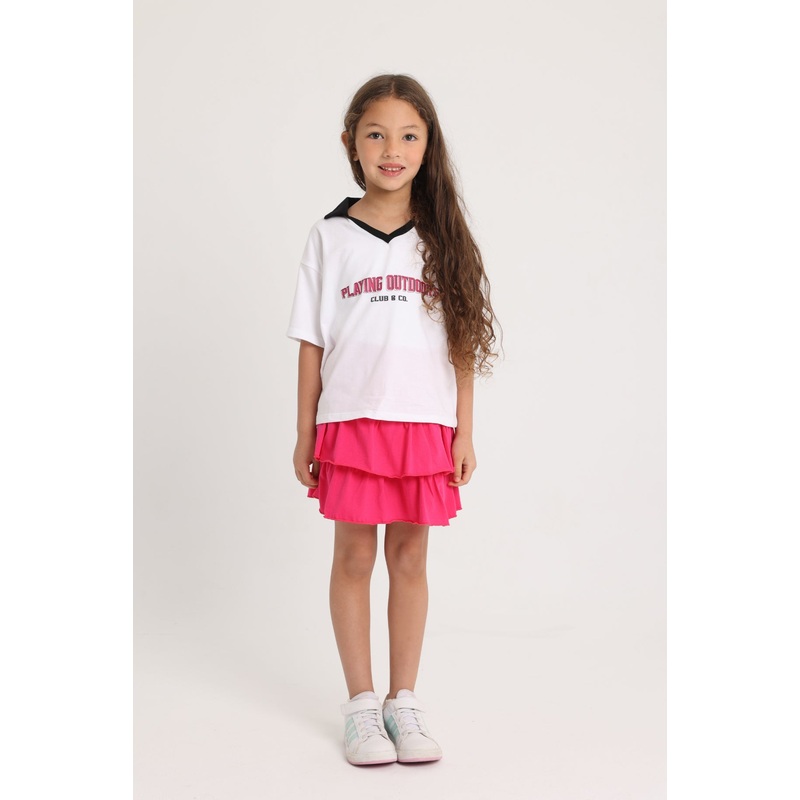 Unisex Kids Short-Sleeved Cotton T-Shirt  White PLAYING OUTDOORS