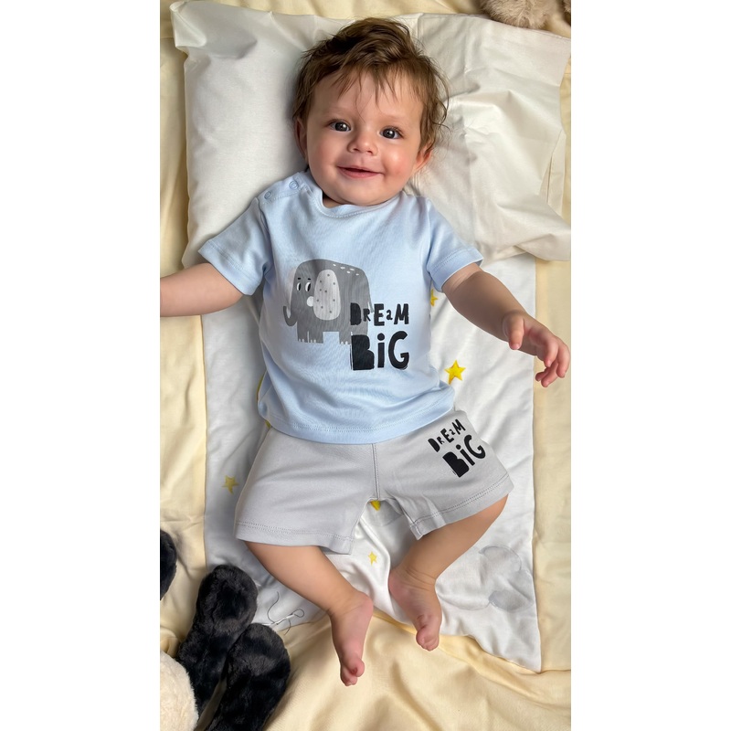 Baby Boys Cotton Pajama Set  Baby Blue Dream Big Print