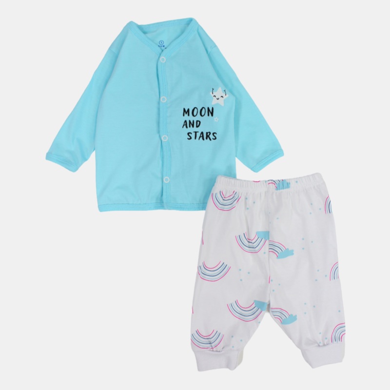 Baby Girls Summer Pajama Set  Aqua & White