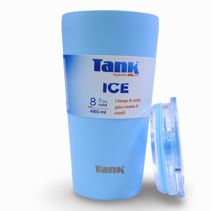Tank Ice Insulated Stainless Steel Travel Cup 480ml  Crystal Blue