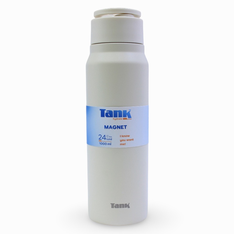 Tank Magnet Insulated Stainless Steel Water Bottle 1000ml  Cream