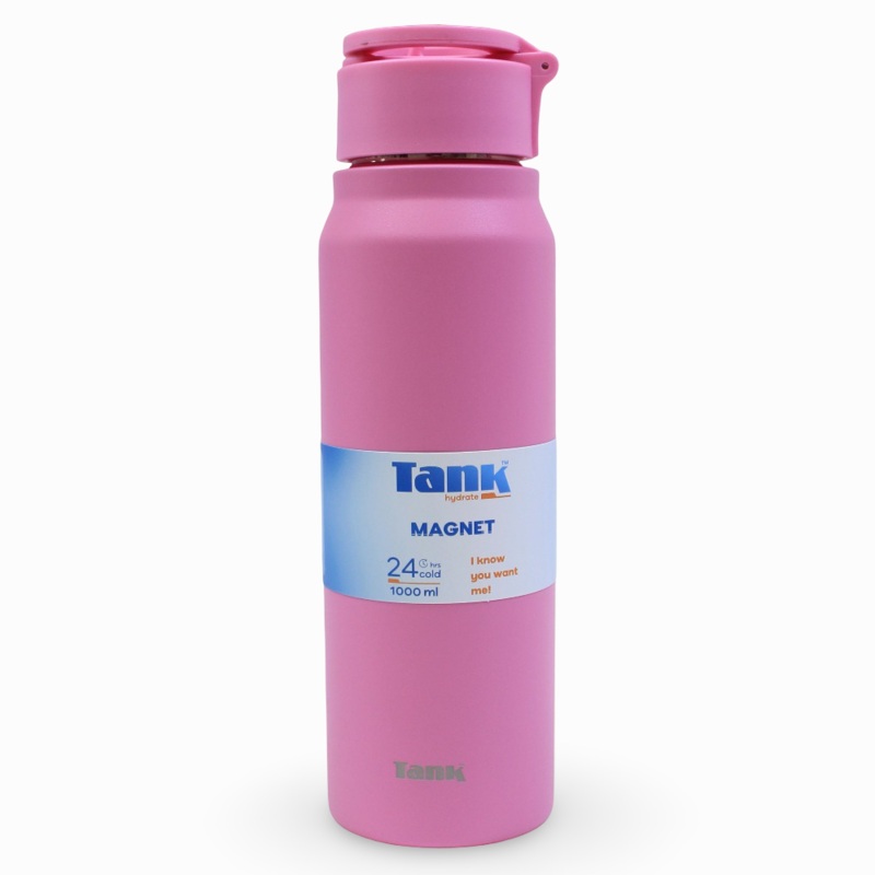 Tank Magnet Insulated Stainless Steel Water Bottle 1000ml  Hot Pink