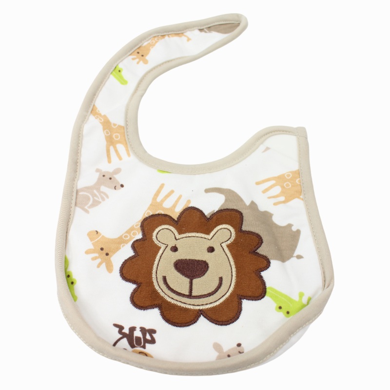Unisex Baby Bib  White with Lion Design