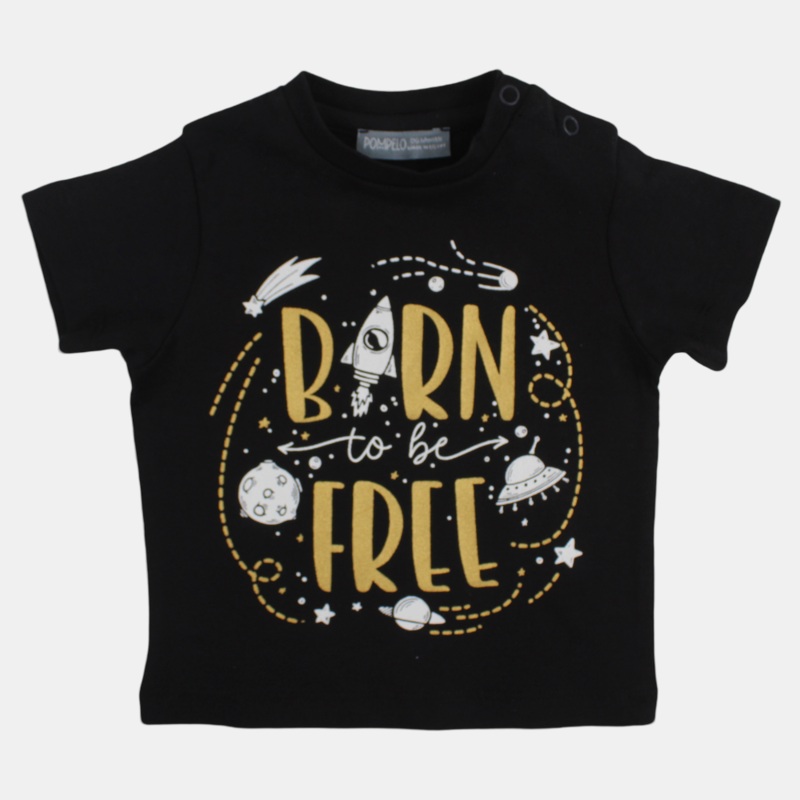 Baby Boys Cotton T-Shirt  Black Born to be Free
