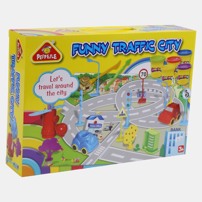 Funny Traffic City  Interactive Modeling Clay Playset for Little Drivers