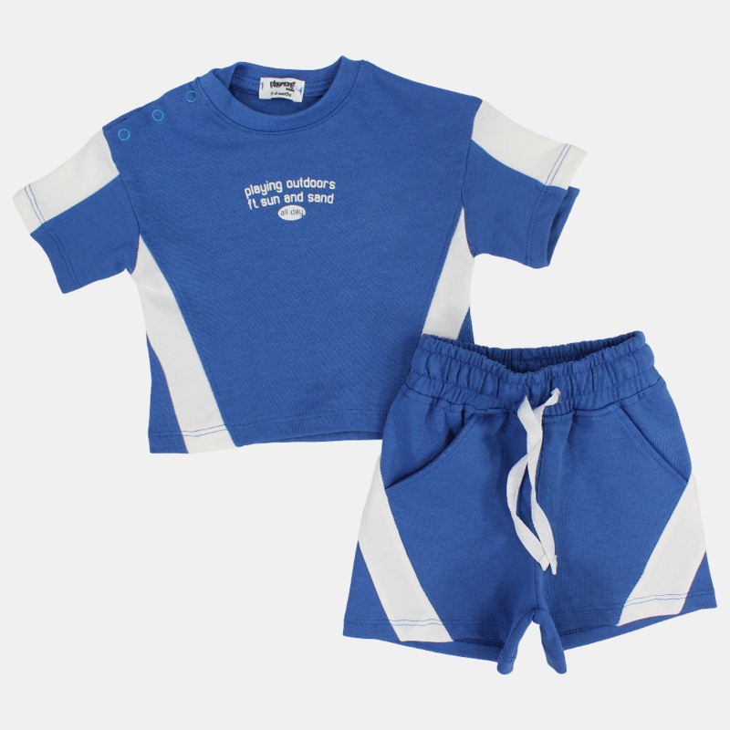 Unisex Baby Blue 2-Piece Outfit Set - Playing Outdoors Design