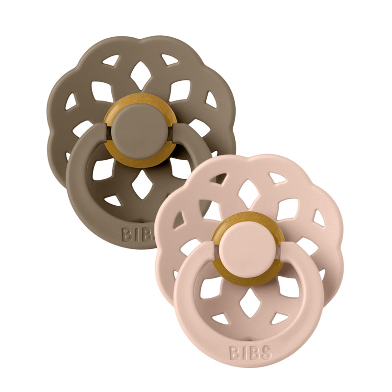 BIBS Baby Boehme Pacifier 2-Pack Latex Size 1  Dark Oak/Blush