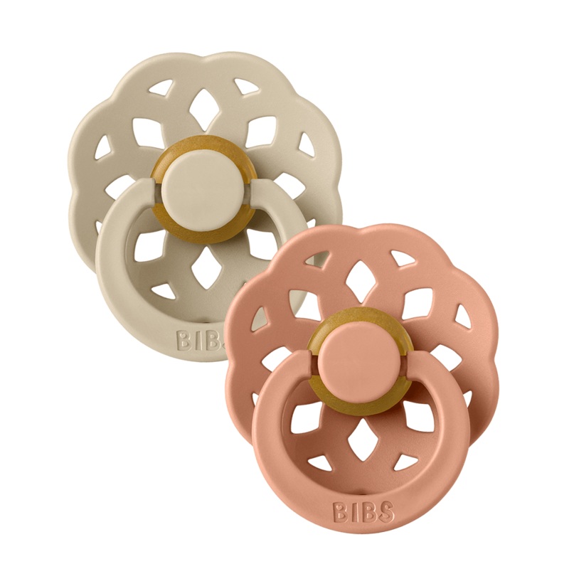 BIBS Boheme Pacifier 2 PACK Latex Size 2 Vanilla/Peach