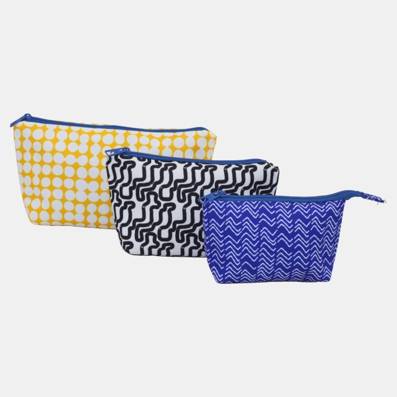Blue Black and Yellow Make-Up Rectangular Bags