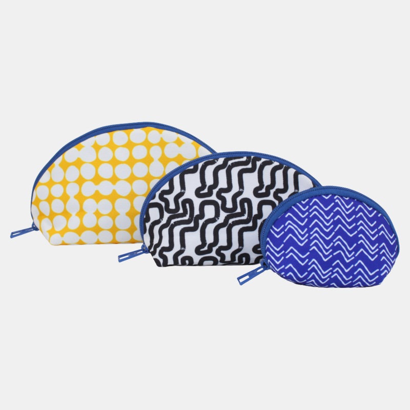 Blue Black and Yellow Make-Up Round Bags