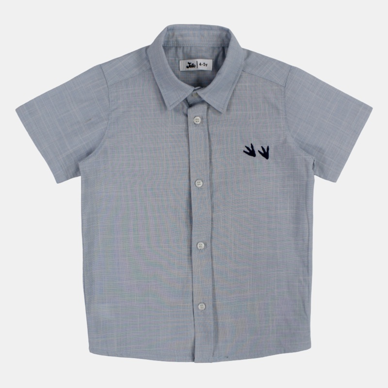 Boys Cotton Shirt  Baby Blue with Dino Paws Design
