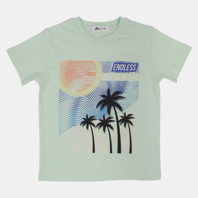 Boys Cotton T-Shirt  Mint with Endless Summer Design