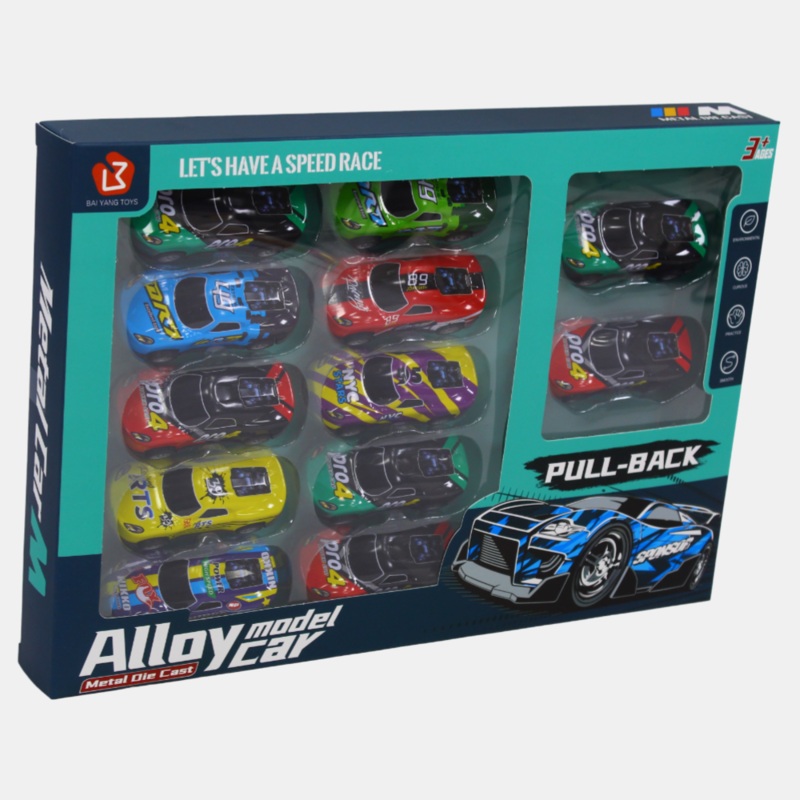Set of 12 Metal Racing Cars for Kids  Fast & Fun Playset with Pullback Feature