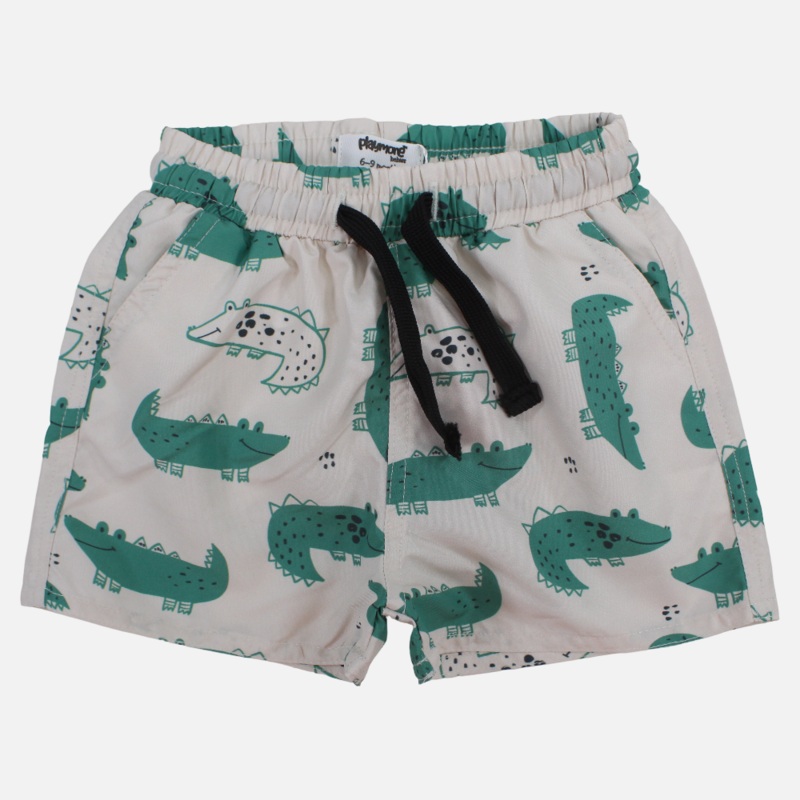 Baby Boys Swimsuit  Beige with Crocodiles Print