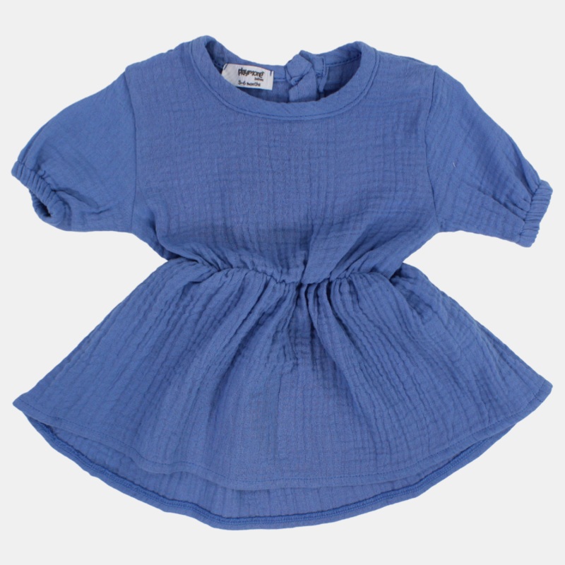 Baby Girls Indigo Short-Sleeved Cotton Dress