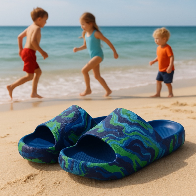 Blue/Green Rubber Slippers|Blue*Green|34|35|36|37|38|39|40|42|43|45|44|41