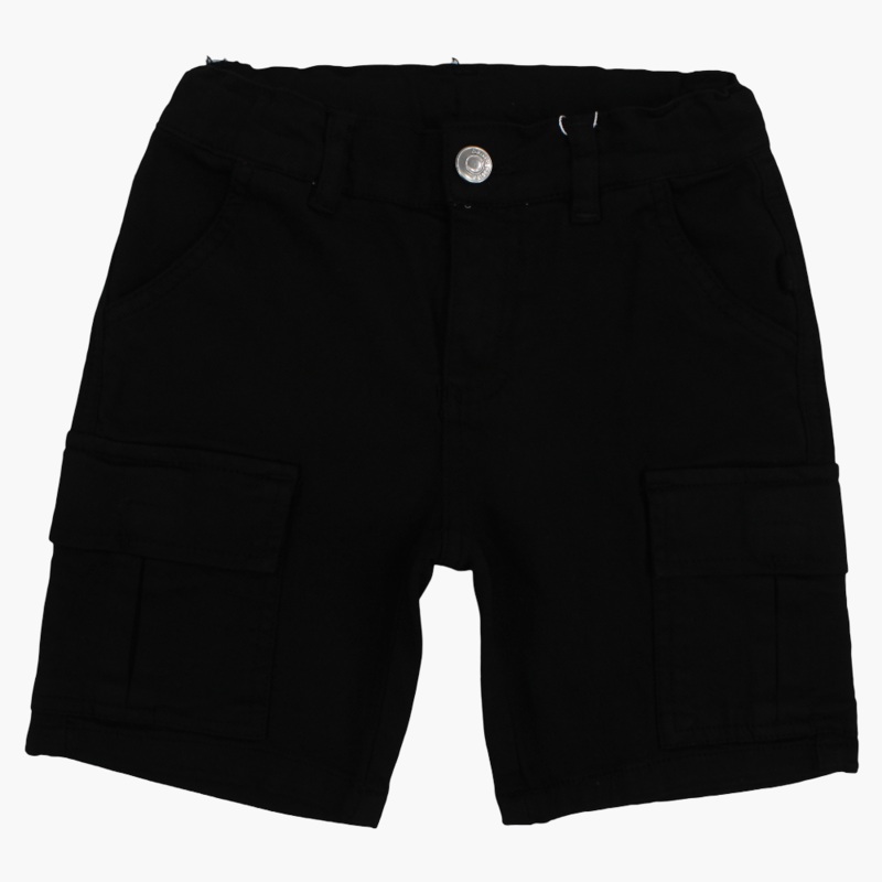 Boys Gabardine Cargo Shorts - Black
