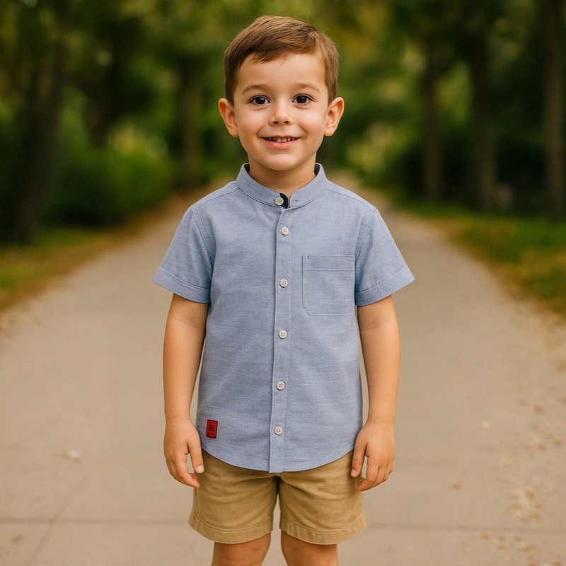 Boys Short-Sleeved Cotton Shirt