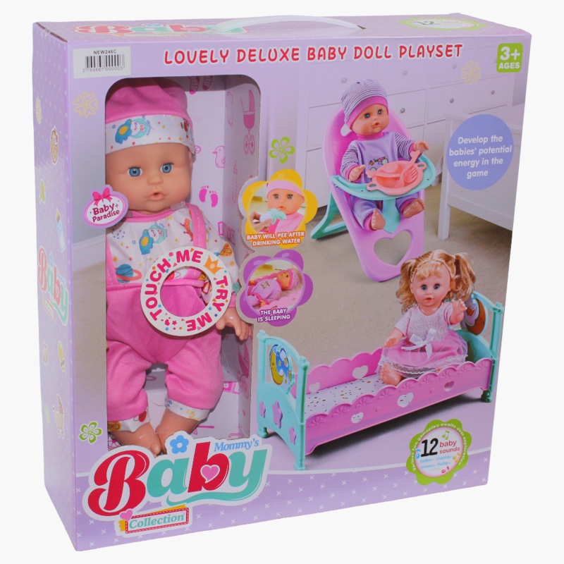 Lovely Deluxe Baby Doll Playset with Accessories  3-in-1 Set